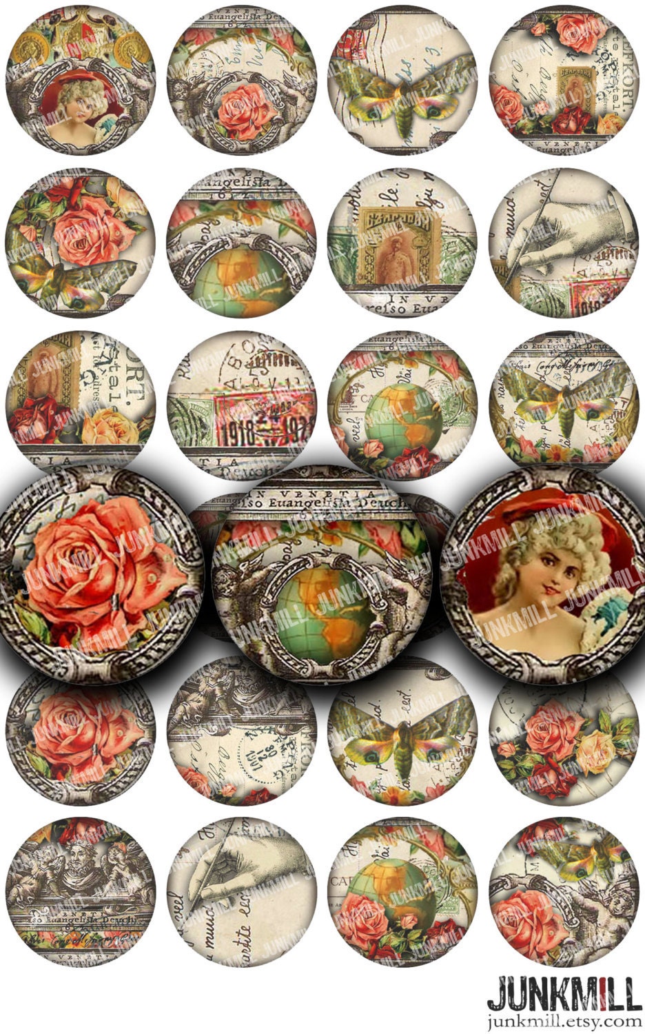 Tabula Rosa Patterns TABULA ROSA - Digital Printable Collage Sheet - Shabby Vintage, French ...