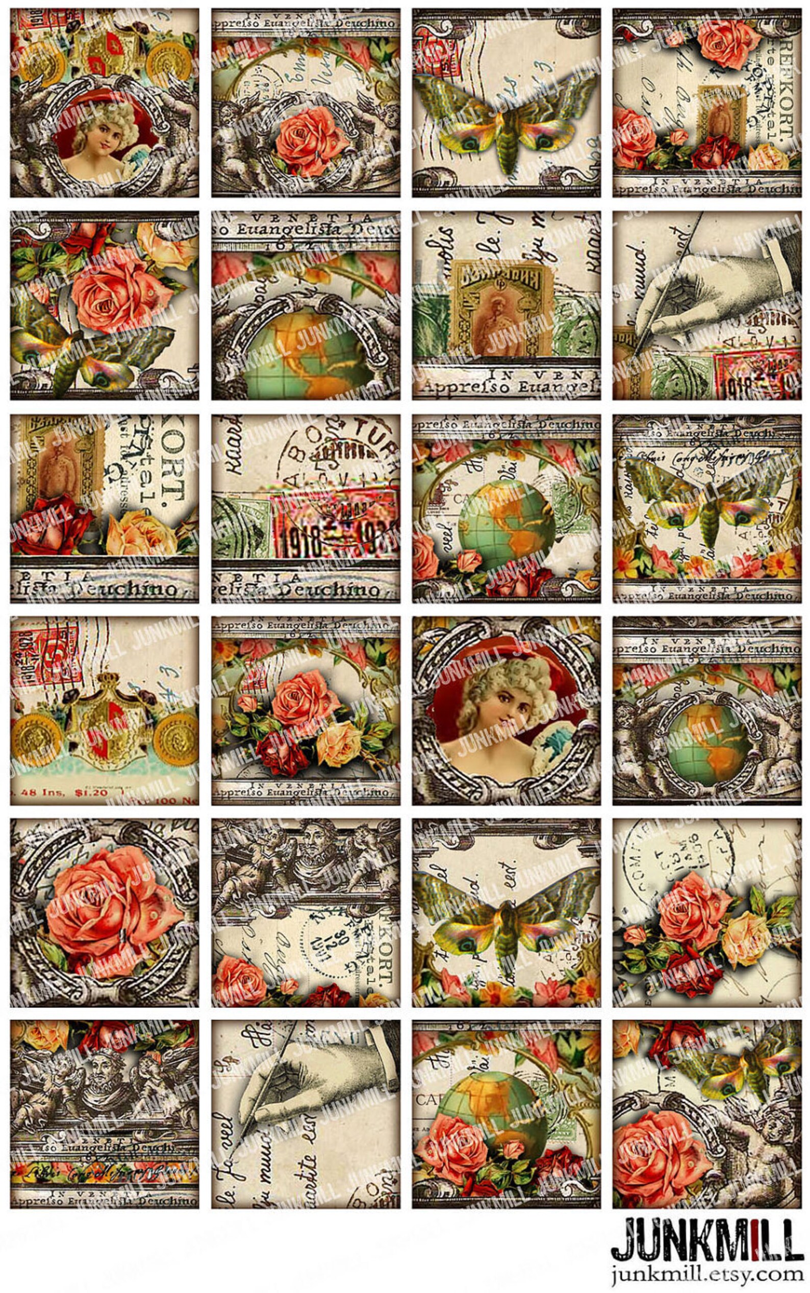 Tabula Rosa Patterns TABULA ROSA - Digital Printable Collage Sheet - Shabby Vintage, French ...