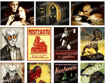 NOSFERATU - Digital Printable Collage Sheet -  Vintage Vampire Film Posters, Movie Stills, Max Schrek, Murnau, Dracula, Instant Download