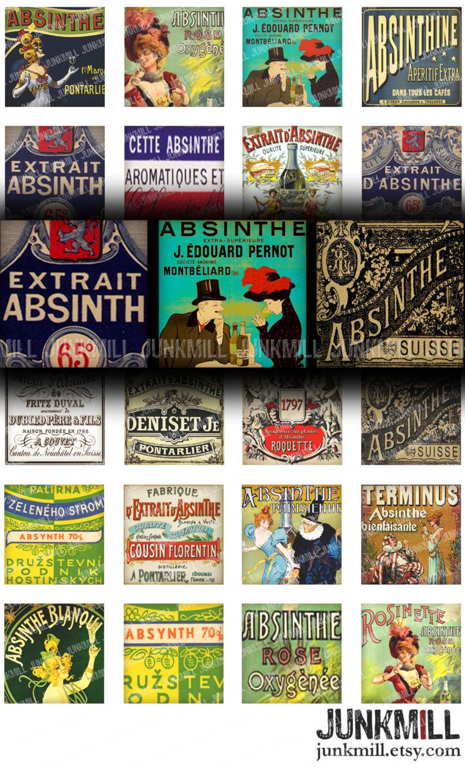 ABSINTHE - Digital Printable Collage Sheet - French Victorian Absinthe ...