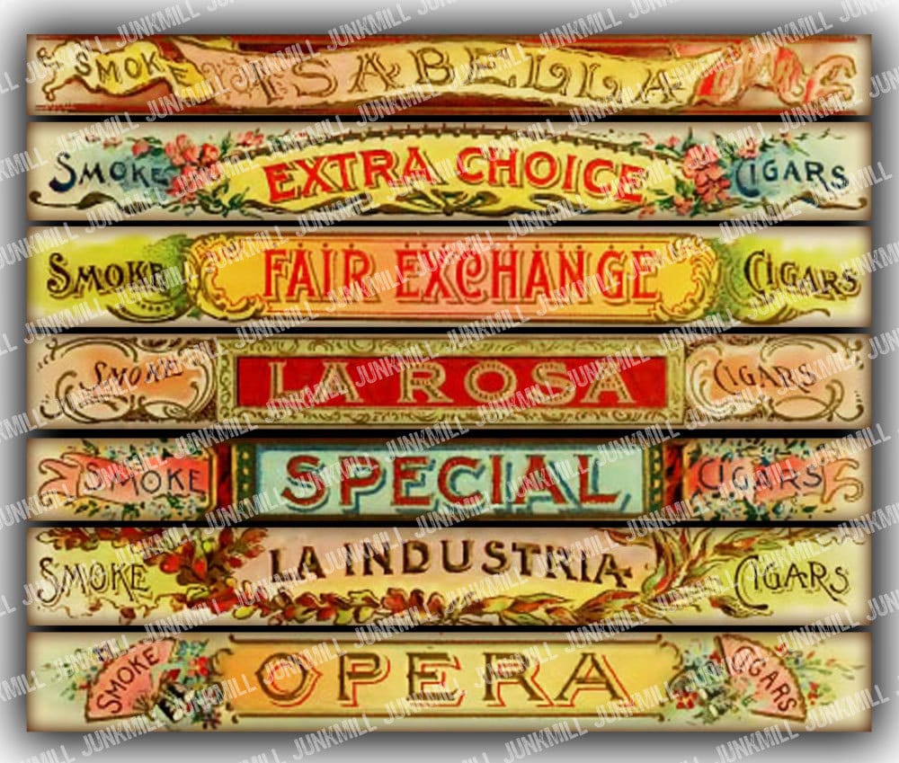 cigar bands digital printable collage sheet vintage cigar etsy