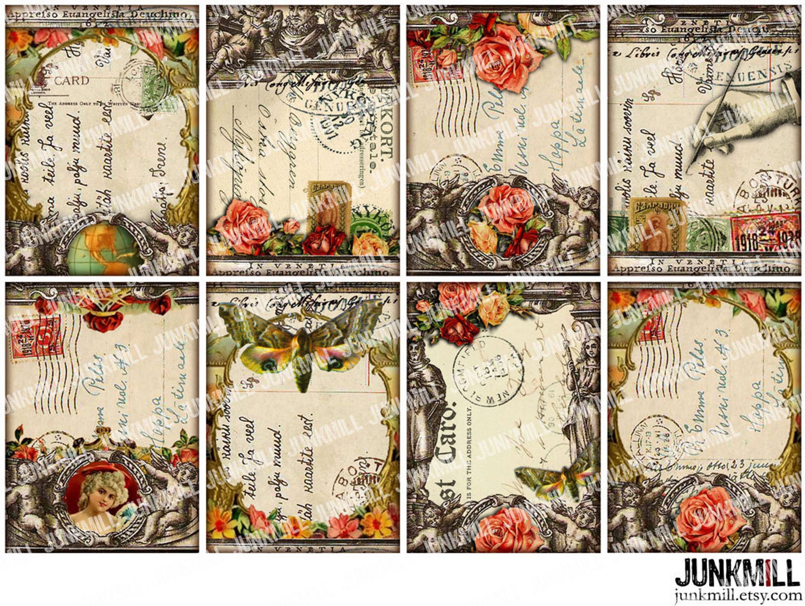 Tabula Rosa Patterns TABULA ROSA - Digital Printable Collage Sheet - Shabby Vintage Angels ...