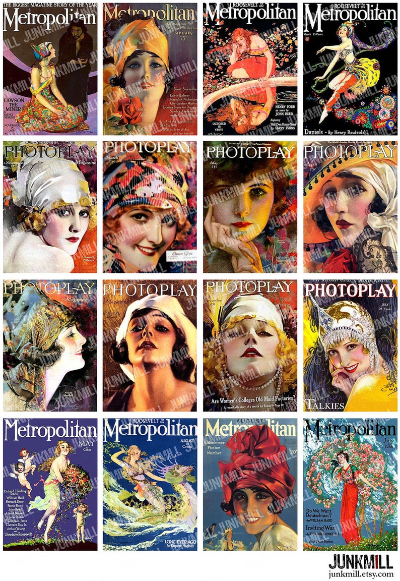 GLAMOUR GIRLS Digital Printable Collage Sheet Art Nouveau - Etsy