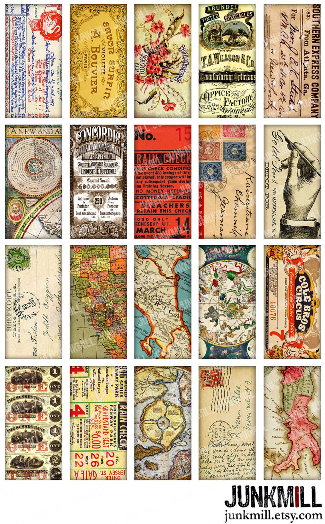 PAPER BITS - Digital Printable Collage Sheet - Vintage Postcards ...