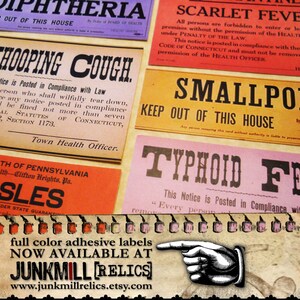 QUARANTINE - Digital Printable Collage Sheet - Vintage Medical Posters, Virus Warning Labels, Apothecary Signs, Instant Download image 2