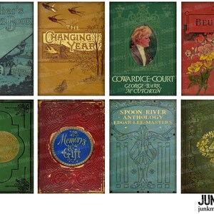BOOKSHELF - Digital Printable Collage Sheet - 2.5&quot; x 3.5&quot; - Antique Vintage Victorian Book Cover Images, ATC Backgrounds, Digital Download