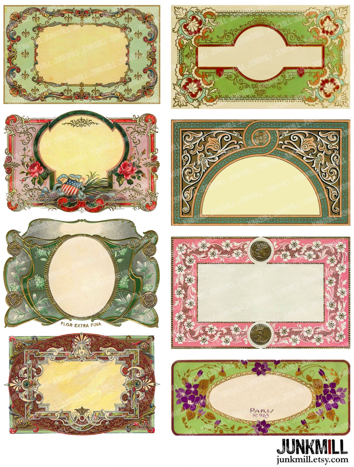 DECO LABELS - Digital Printable Collage Sheet - Blank Art Deco & Art ...