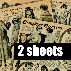 SEARS 1923 - Digital Printable Collage Sheet - 3.5&quot; x 5&quot; - Vintage Sears Catalog Book Pages, Victorian Fashion Corsets, Digital Download