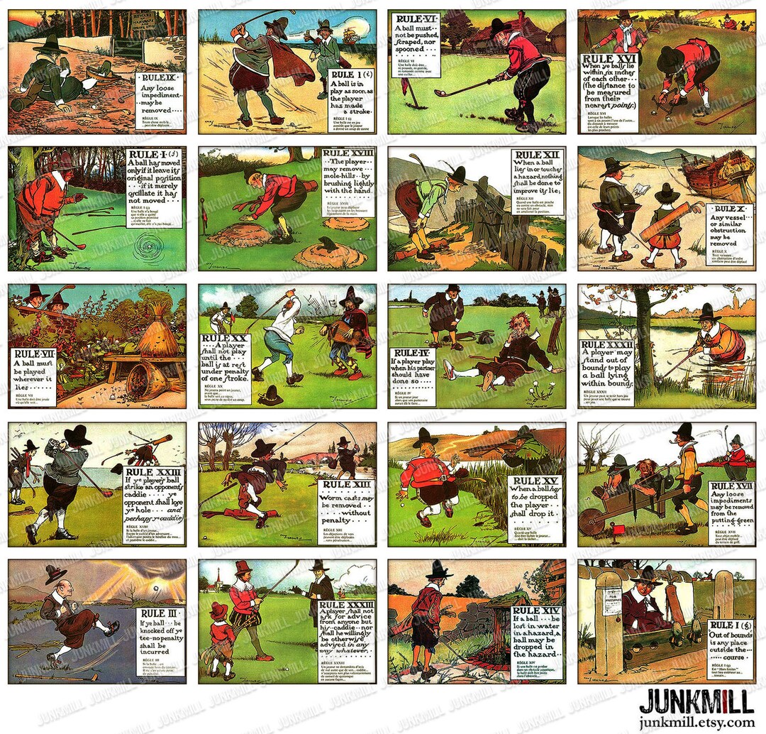 RULES OF GOLF - Digital Printable Collage Sheet - Victorian Golf Humor ...