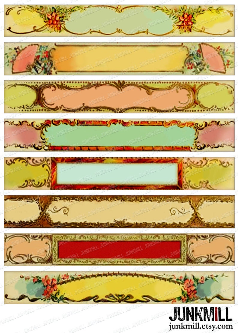 cigar bands blank digital printable collage sheet antique