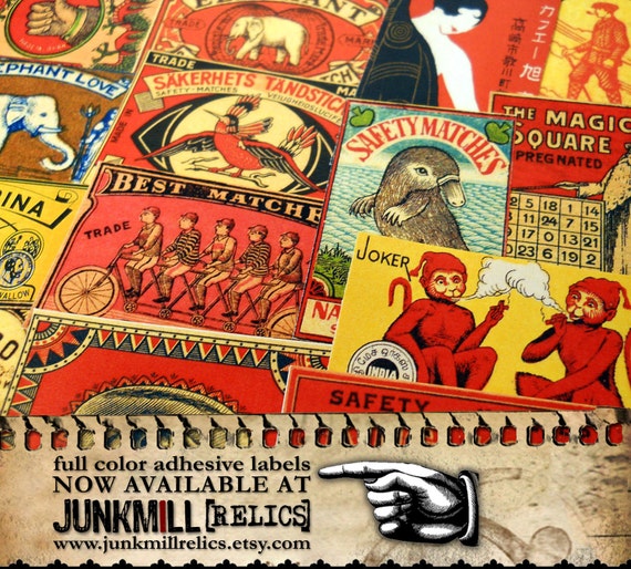 MATCHBOX MEDLEY I - Digital Printable Collage Sheet - Vintage