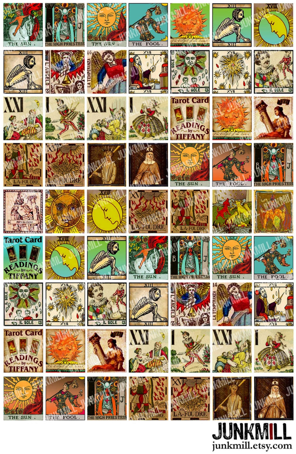 TINY TAROT - Digital Printable Collage Sheet - Vintage Tarot Cards, Medieval Fortune Telling, Occult Magic, 1 tiny-tarot-digital-printable-collage-sheet-vintage-tarot-cards-medieval-fortune-telling-occult-magic-1-square-or-scrabble-tile-etsy