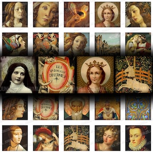ATC 2.5 x 3.5 UNICORNS /& QUEENS Women with Unicorns Mythology Digital Printable Collage Sheet Medieval Renaissance Paintings