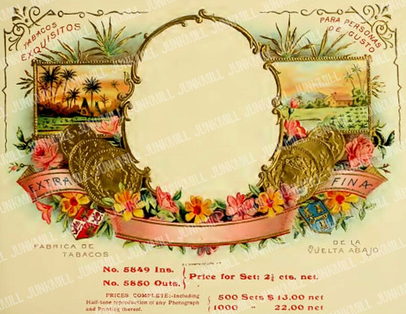 cigar box borders 4 large digital printable images vintage etsy