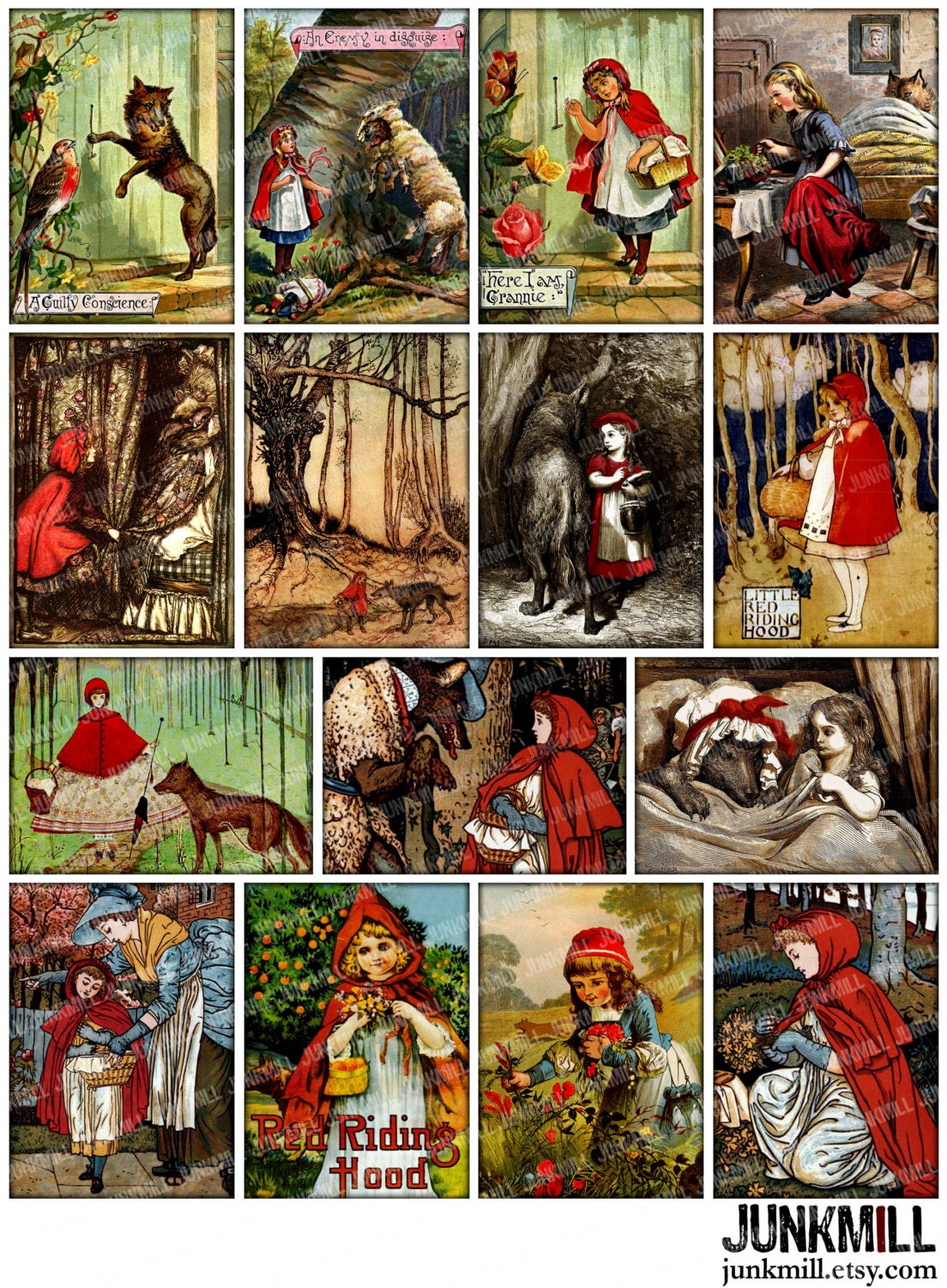 HOOD Digital Printable Collage Sheet Vintage -