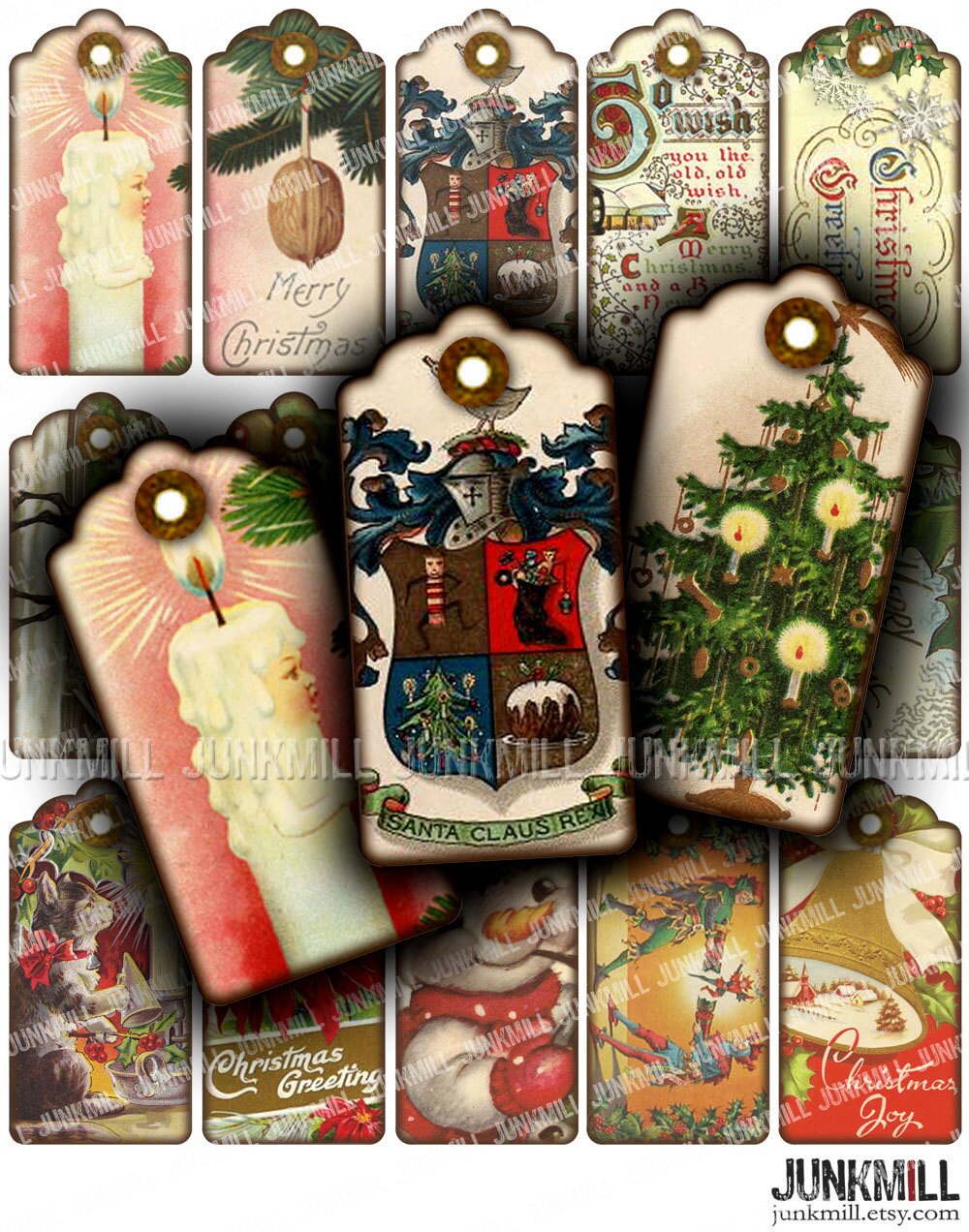 VICTORIAN GIFT TAGS - Digital Printable Collage Sheet - Vintage Holiday ...