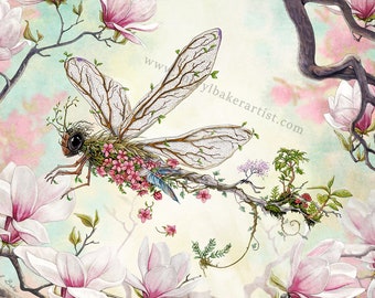 Magical Gifts Dragonfly Wall Art Dragonfly Art Magnolia Flowers Magick Art Dragonfly Print Dragonfly Gifts Nursery Dragonfly