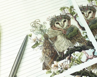 Owl Stationery Paper- Stationery Paper Set- Stationery Set- Writing Paper- Lined Paper - Woodland Paper -Letter Writing Set - Stationary Art