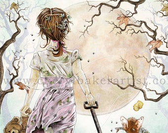 Whimsical Art - Zombie - Zombie Apocalypse - Zombie Art - The Walking Dead - Cute Zombie - Zombie Love - Zombie Wedding - Girl Zombie - Art