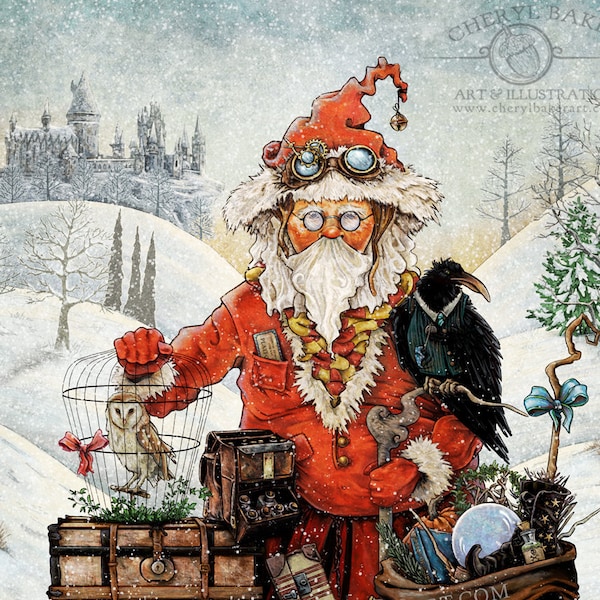 Santa Wall Art - Décor de Noël - Santa Art Print - Santa Painting - Christmas Wall Decor - Kris Kringle - Joyeux Noël - Santa Sack