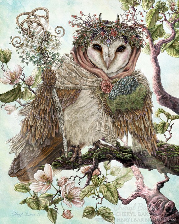 Owl Decor Owl Art Barn Owl Owl Wall Art Cottage Decor Etsy
