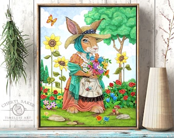 Rabbit Wall Art, Rabbit Print, Bunny Print, Easter Rabbit, Rabbit Decor, Girls Room Decor, Woodland Animals, Art for Kids Hub, Bunny Nursery