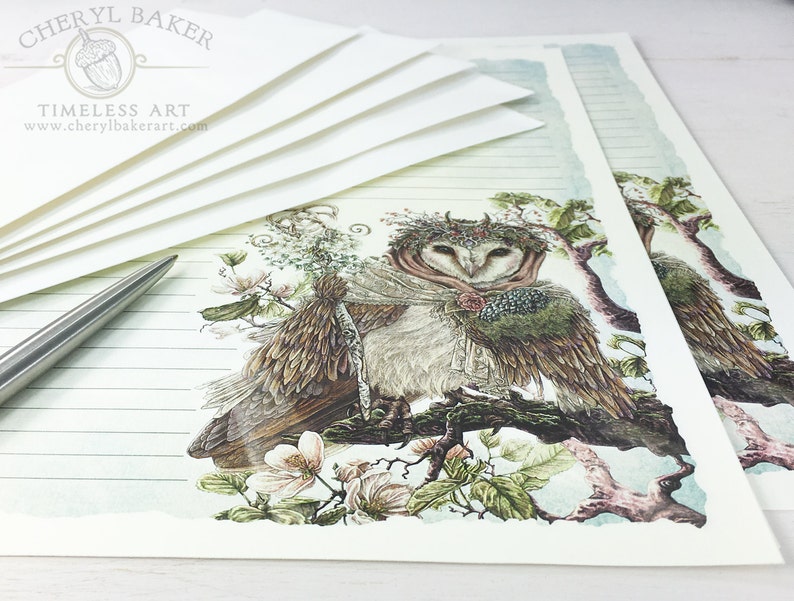 Owl Stationery Paper Stationery Paper Set Stationery Set Etsy
