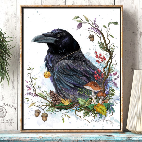 Crow Watercolor Printable, Wiccan Decor, Raven Decor, Crow Painting, The Morrigan, Contemporary Watercolor Digital Prints, Forest Animals