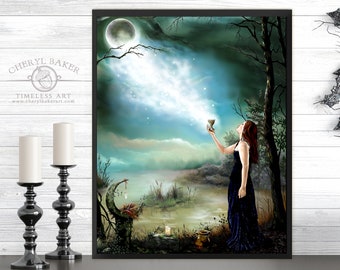 Wiccan Decor, Moon Goddess, Wicca Art, Pagan Art, Witch Decor, Divine Feminine, Witch Goddess, Moon Child, Witch Moon, Witchery, Priestess