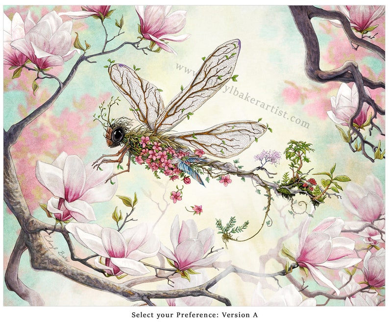 Magical Gifts Dragonfly Wall Art Dragonfly Art Magnolia Flowers Magick Art Dragonfly Print Dragonfly Gifts Nursery Dragonfly