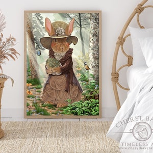 Rabbit Art, Rabbit Wall Art, Rabbit Decor, Farmhouse Wall Decor, Vintage Animal Art, Victorian Rabbit, Wild Hare, Aesthetic Room Decor image 5