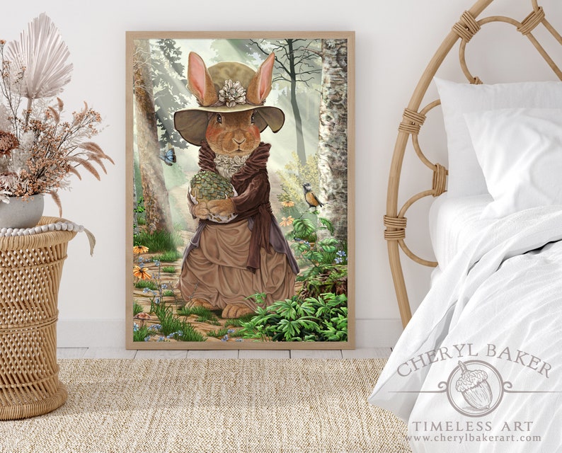 Rabbit Art, Rabbit Wall Art, Rabbit Decor, Farmhouse Wall Decor, Vintage Animal Art, Victorian Rabbit, Wild Hare, Aesthetic Room Decor image 5