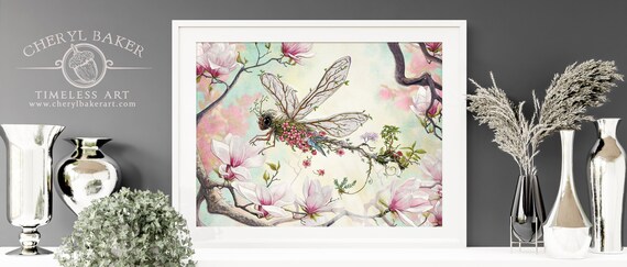 Magical Gifts Dragonfly Wall Art Dragonfly Art Magnolia Flowers Magick Art Dragonfly Print Dragonfly Gifts Nursery Dragonfly