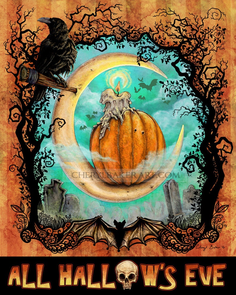 Autumn Decor Pumpkin Art Crow Art Rustic Fall Decor | Etsy