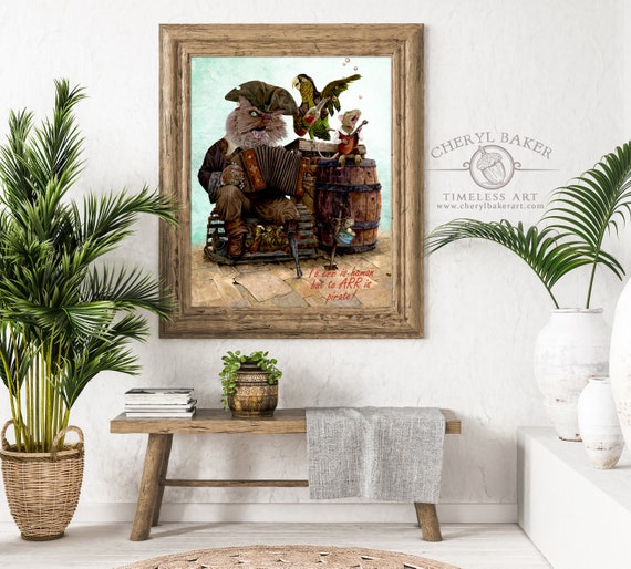 Pirate Decor, Pirate Cat, Cat Art, Cat Sparrow, Whimsy, Medieval