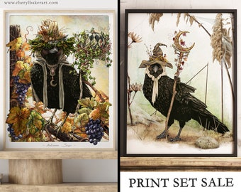 Crow Art, Raven, Rustic Fall Decor, Wiccan Home Decor, Crows Art Print, Witch Home Decor, Gothic Home, Raven Art, Crow Decor, Crow Art Print