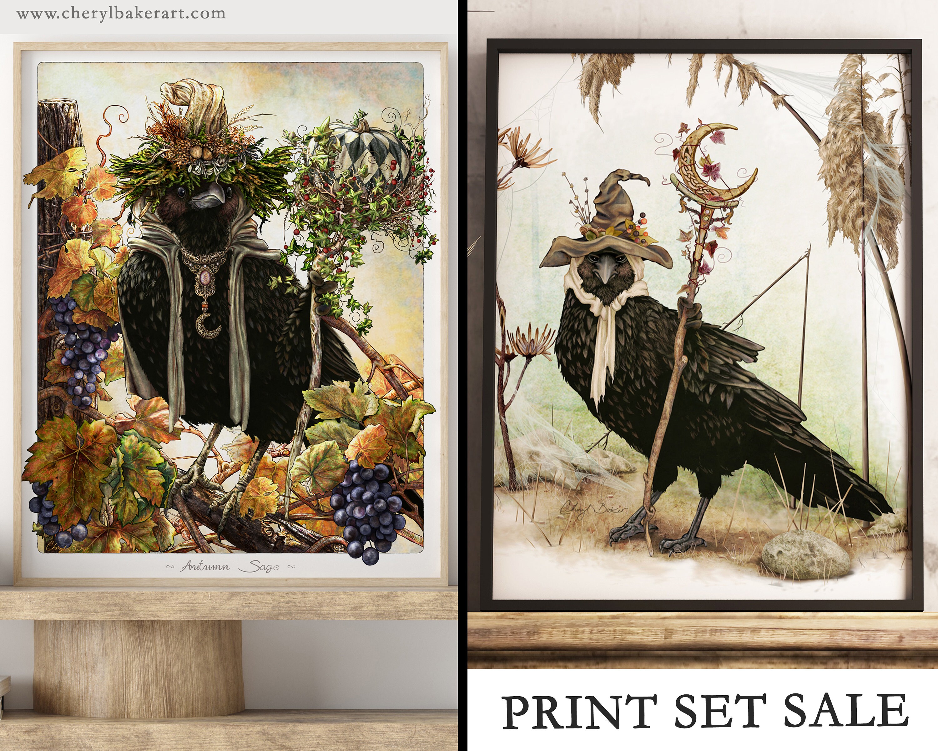 Crow Art Raven Rustic Fall Decor Wiccan Home Decor Crows - Etsy