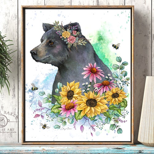 Bear Watercolour Large Animal Prints Bear Art Print Forest - Etsy Bear Watercolour Large Animal Prints Bear Art Print Forest - Etsy