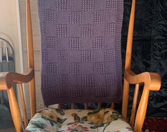 Little Squares Hand Knitted Baby Blanket