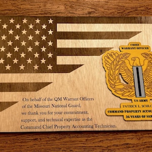 Wooden Military Retirement Plaque