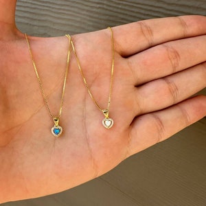 18K Gold Plated 925 Sterling Silver Necklace, Gold, Opal, Heart Shape, Minimal, Pendant Necklace, Gift