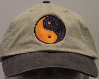 YIN YANG Symbol Hat - Embroidered Chinese Philosophy Men Women Cap - Price Embroidery Apparel - 6 Two Tone Color Mom Dad Gift Caps Available