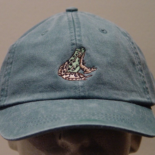 FROG HAT - Embroidered Women Men Mom Dad Wildlife Baseball Cap -  Price Embroidery Apparel - 24 Color Adult Gift Camo Amphibian Cotton Caps