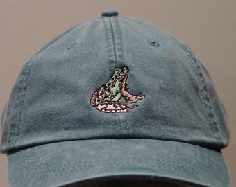 FROG HAT - Embroidered Women Men Mom Dad Wildlife Baseball Cap -  Price Embroidery Apparel - 24 Color Adult Gift Camo Amphibian Cotton Caps