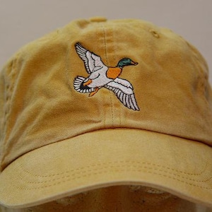MALLARD DUCK Bird Hat - One Embroidered Men Women Wildlife Cap  - Price Embroidery Apparel - 24 Color Adult Mom Dad Gift Caps Available