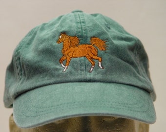 ARABIAN HORSE RUNNING Hat - One Embroidered Men Women Baseball Cap - Price Embroidery Apparel - 24 Color Mom Dad Gift Caps Racing Riding Pet
