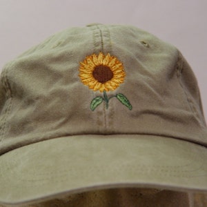 SUNFLOWER Hat - One Embroidered Women Men Fall Garden Baseball Cap - 24 Colors Adult Mom Dad Gift Caps Available - Price Apparel Embroidery