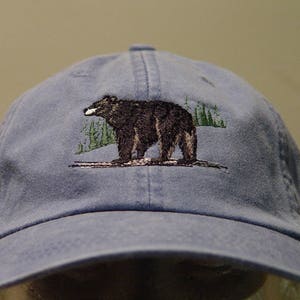 Black Bear Hat - One Embroidered Men Women Wildlife Baseball Cap - Price Embroidery Apparel 24 Color Mom Dad Gift Caps Forest North America