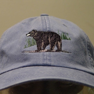 Black Bear Hat - One Embroidered Men Women Wildlife Baseball Cap - Price Embroidery Apparel 24 Color Mom Dad Gift Caps Forest North America