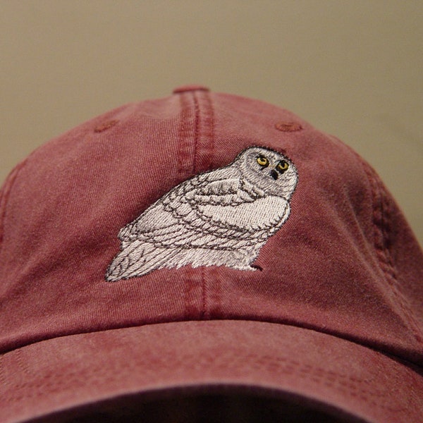 SNOWY OWL HAT - Embroidered Women Men Wildlife Baseball Gift Cap - Price Embroidery Apparel - 24 Color Mom Dad North America Arctic Caps
